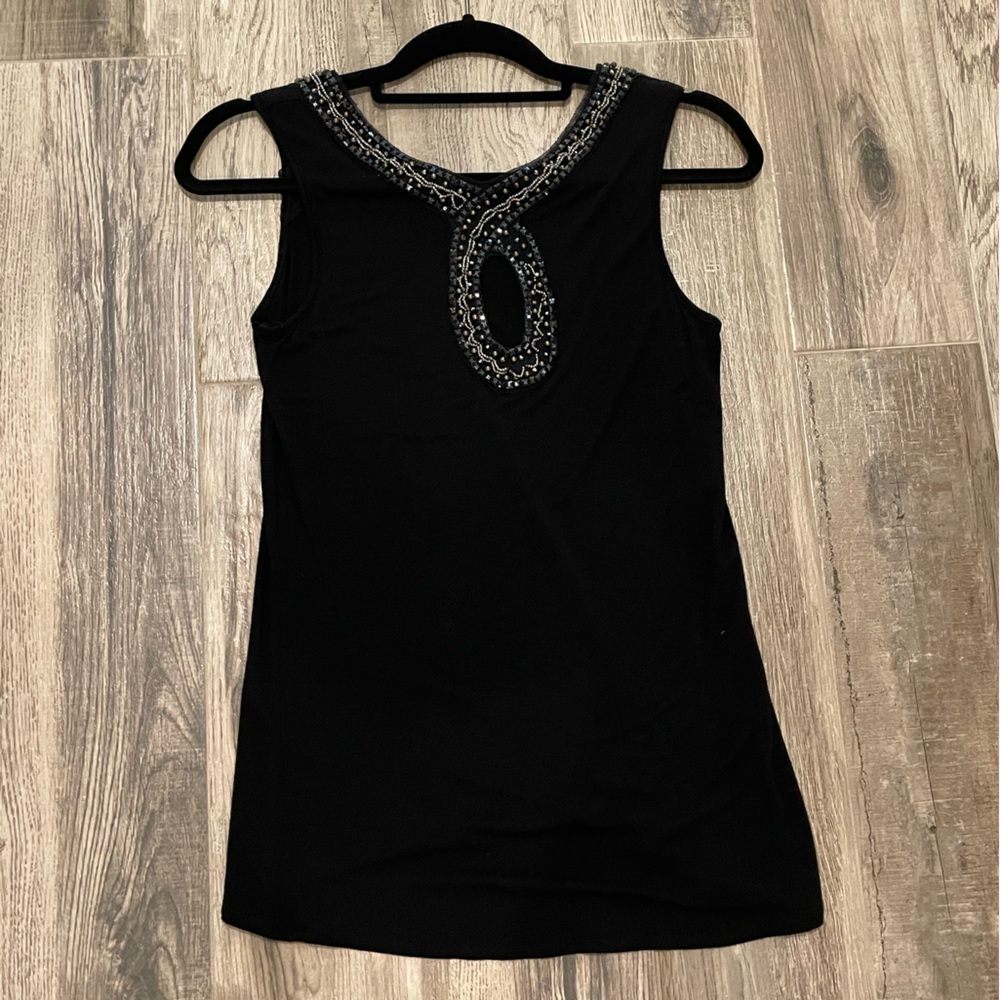 Used Design History Black Beaded Tank Top - Size Medium